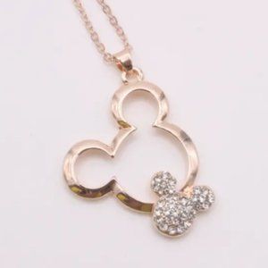 Rose Gold Colored Necklace with 2 Mickey Mouse Heads